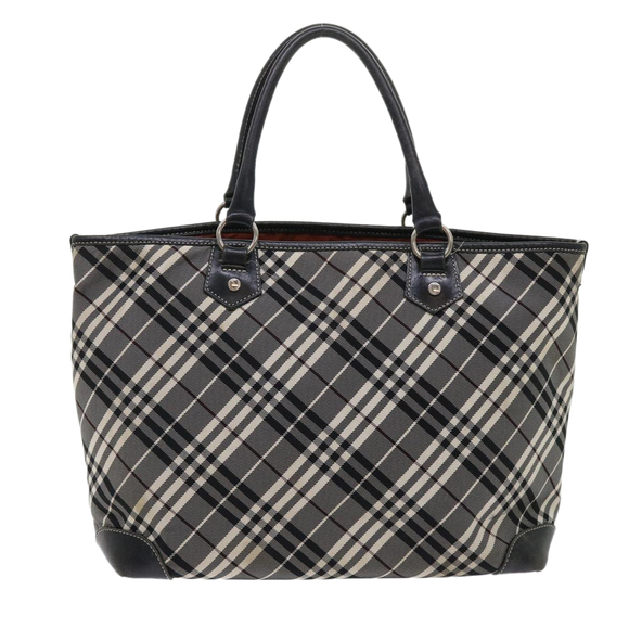BURBERRY Nova Check Blue Label Tote Bag Nylon Black Auth ep1077 - Picture 1 of 16